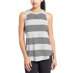Athleta Linen Blend Tank Top Women’s XL Sleeveless Racerback Striped Lightweight